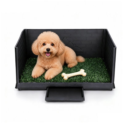 Dog Grass Pad with Tray, 29''X18'' Small Artificial Turf Grass Potty, Reusable Puppy Pee Pads for Dogs, Portable Dog Litter Box for Indoor/Outdoor Potty Training Toilet