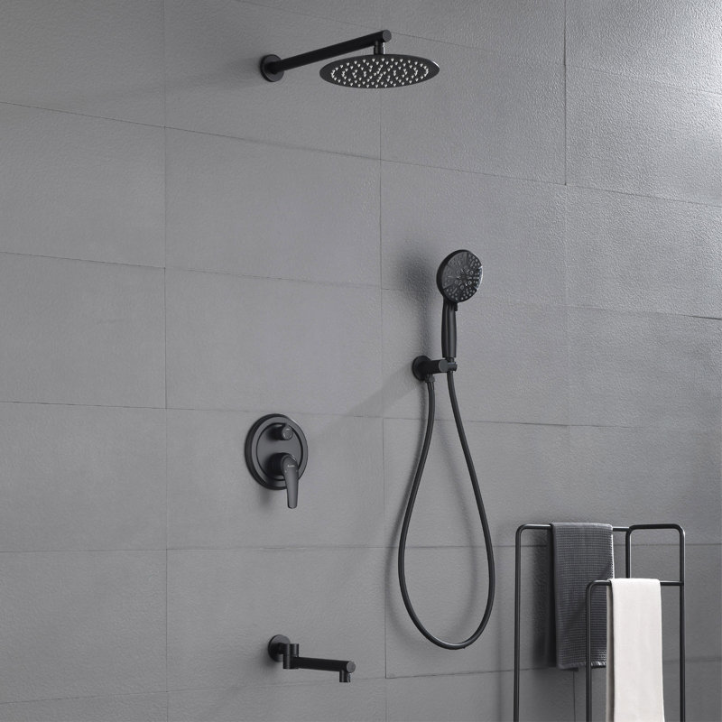 Rain Shower System With Tub Spout 3 Function Shower Faucet Set Contain 10 Inch Shower Head And Handheld Shower Trim Kit Valve Cartridge Included
