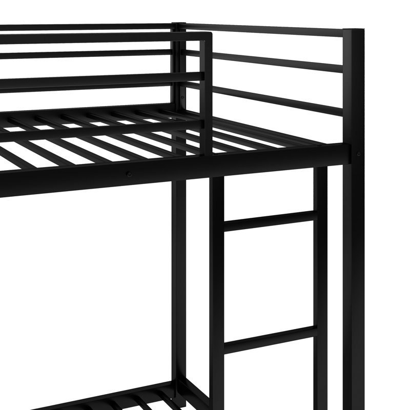 Low Bunk Bed For Twin Over - Black, With Stable And Robust, Twin, Black