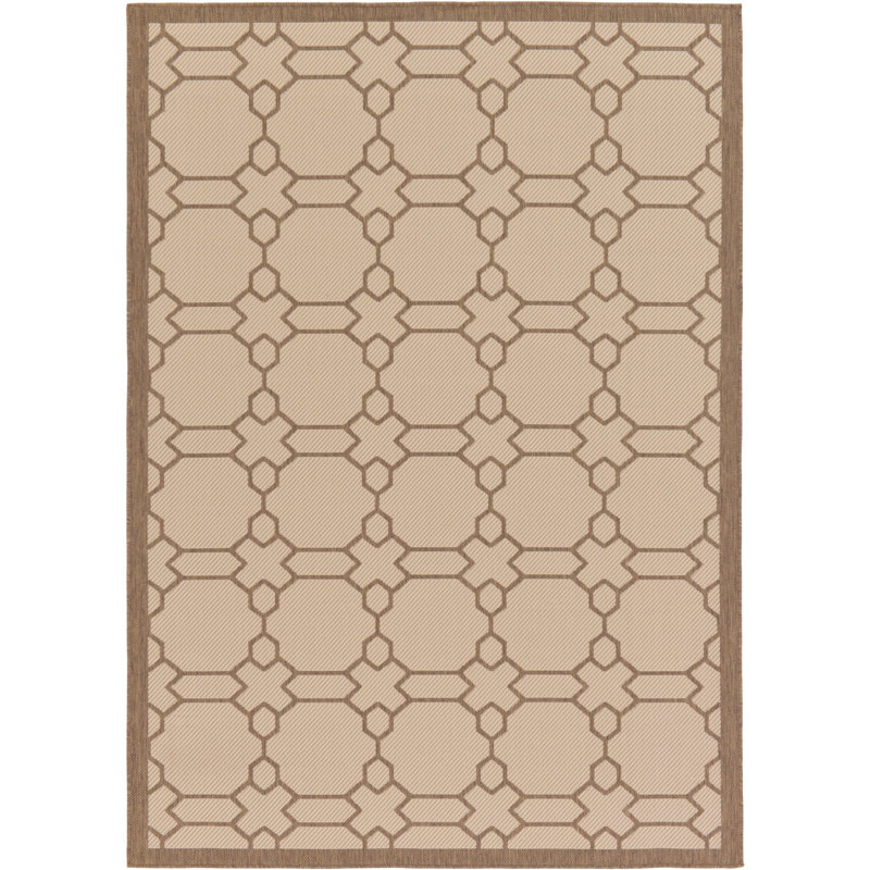 Tapis intérieur / extérieur beige Genevieve, Rectangle 7 pi 1 po x 10 pi