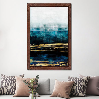 Aqua Reflections With Gold by Allie Corbin - Print on Canvas