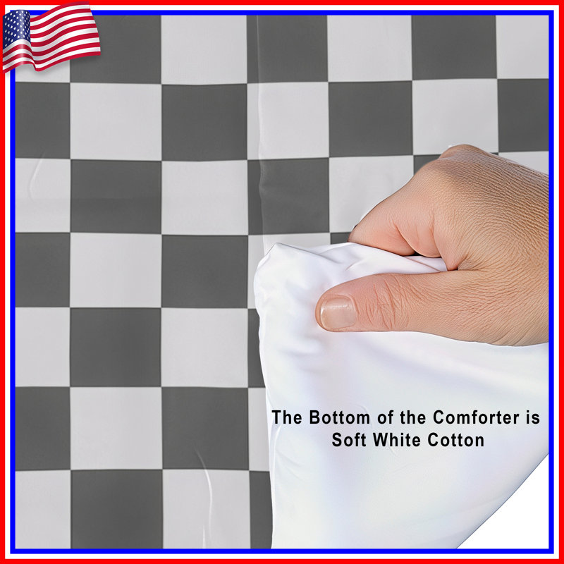 Black White Checkered Comforter, Queen