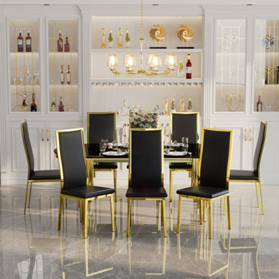 9 Pieces Luxury Dining Room Table Set