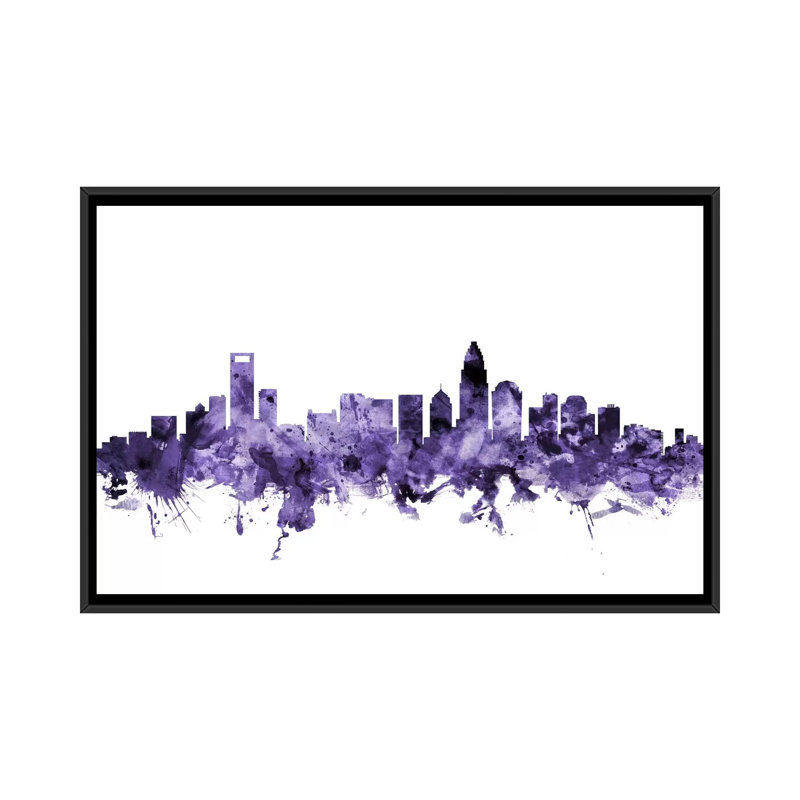 «Charlotte, North Carolina Skyline» par Michael Tompsett, impression sur toile tendue, H 18 po x l 26 po x P 1,5 po