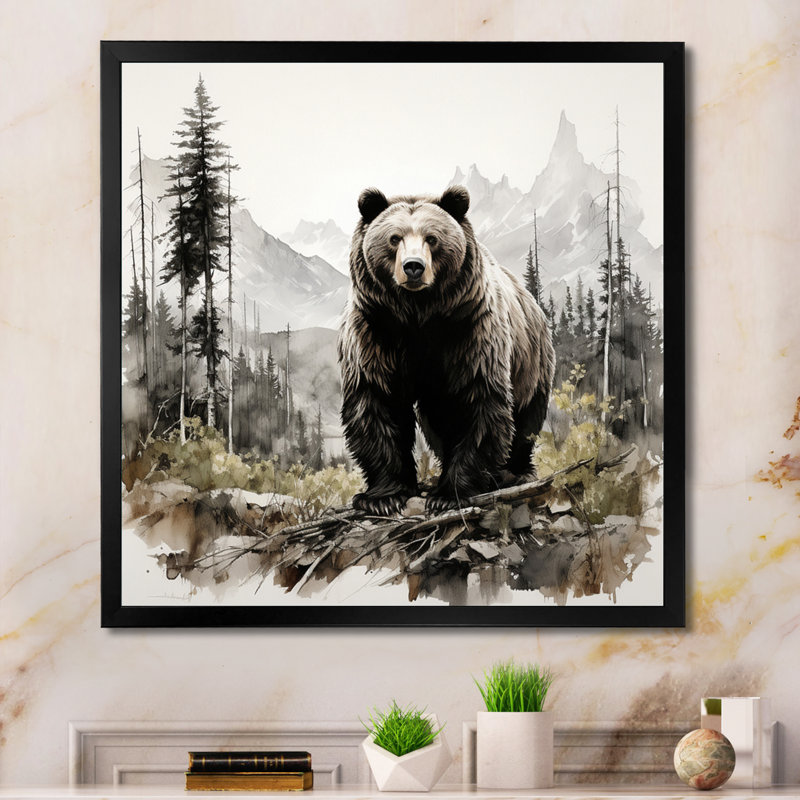«Bear Wild Majesty II», reproduction d'art sur toile, Noir, H 30 po x l 30 po, Reproduction avec cadre flottant