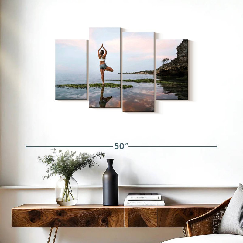 Sirpi yoga au bord de la mer, H 22 po x l 36 po