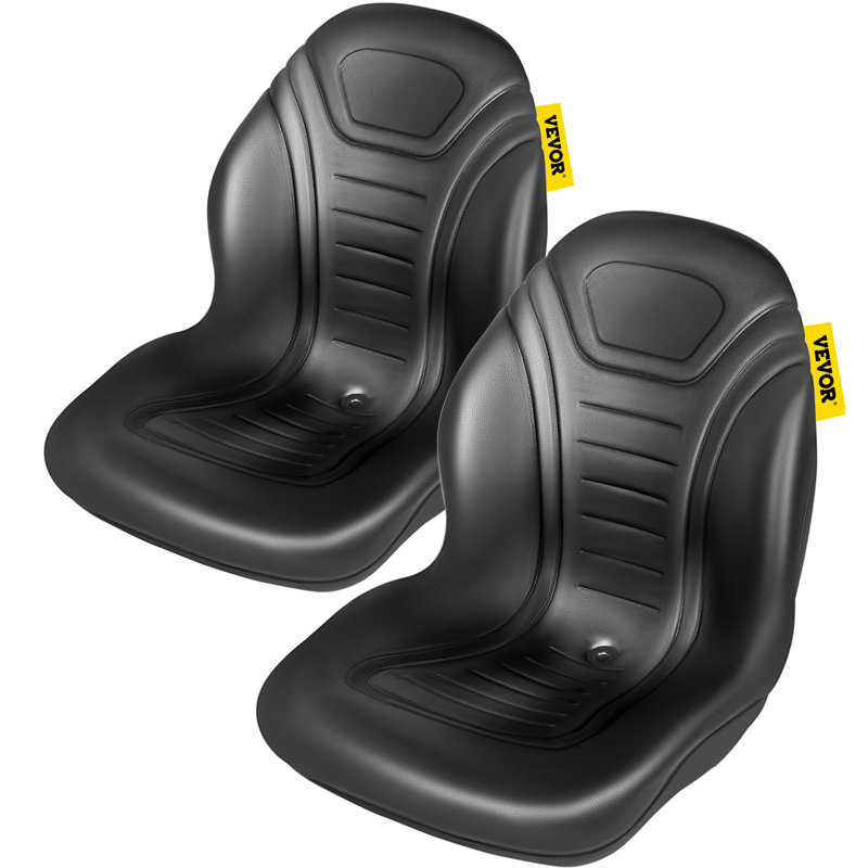 Ensemble de 2 pièces de rechange pour siège de tracteur Universal, paire de sièges de tondeuse à dossier haut compact, siège de chariot élévateur en vinyle noir, siège de bonde à trou de drain central avec boulons de fixation