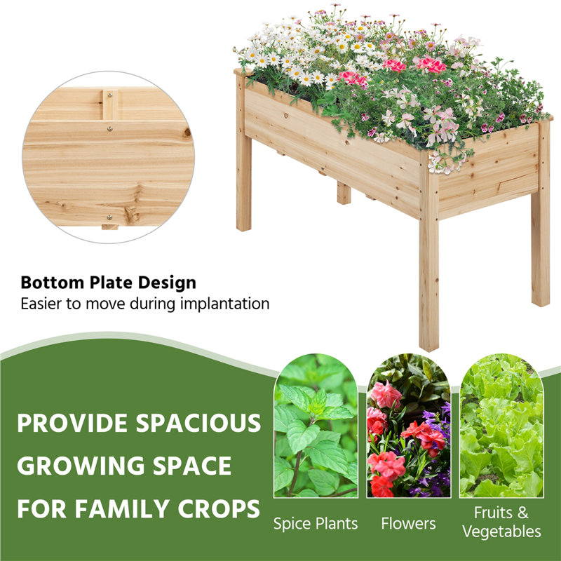 Rectangle Wood  Planter Raised Bed, Wood
