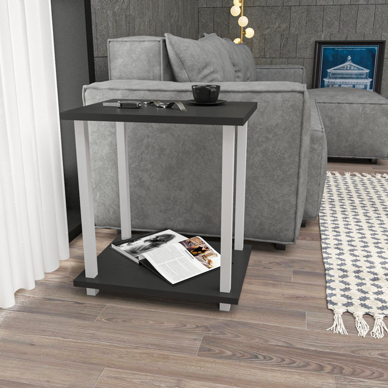 Monowi Square Side End Table, Anthracite, White