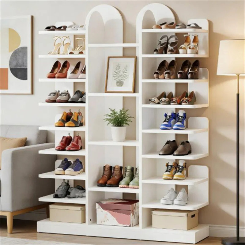 Étagère à chaussures blanche indépendante, ensemble anti-basculement anti-basculement élégant et minimaliste, pour étagère à chaussures de salon d'entrée de chambre à coucher