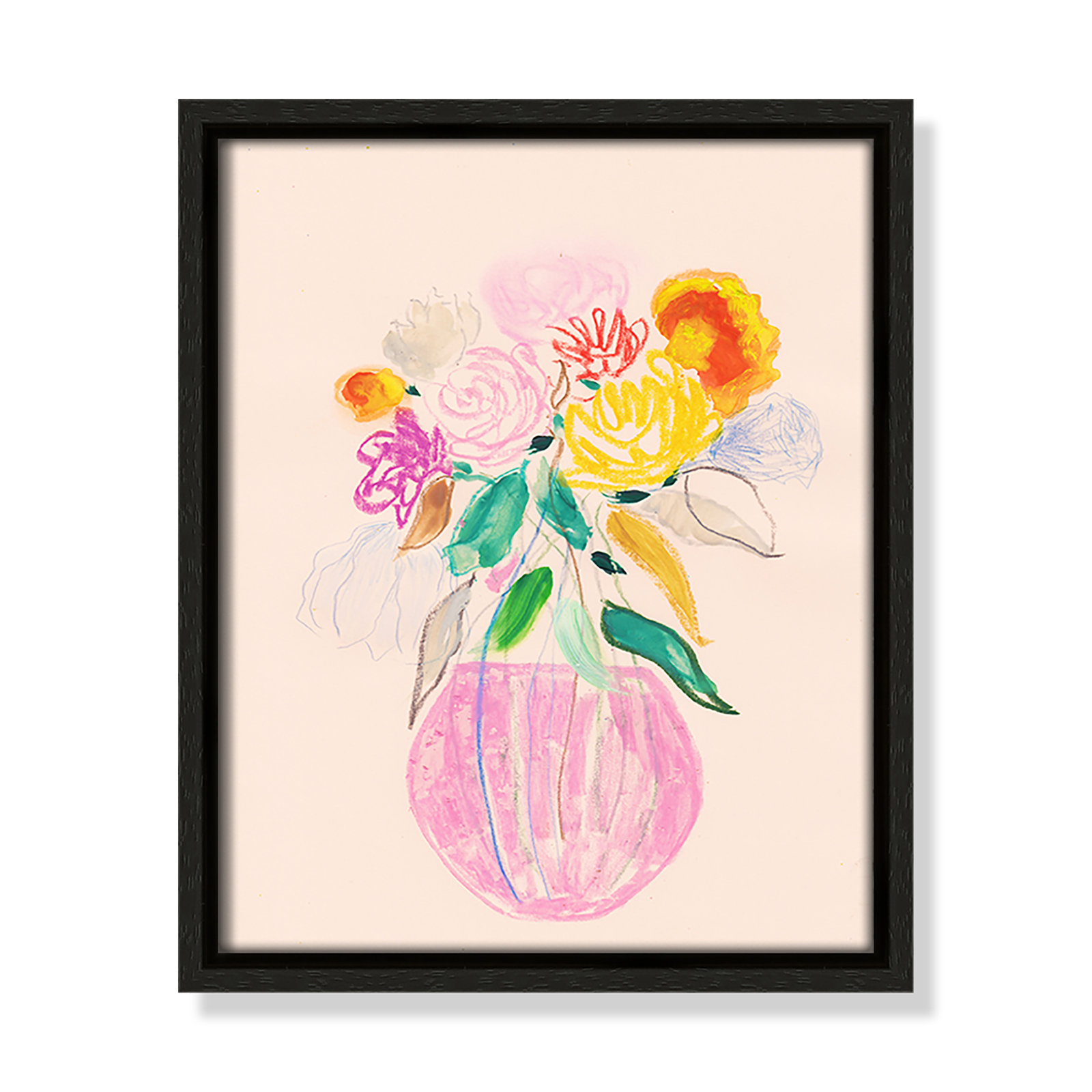 Simple Floral Collection "Simple Floral I" Print by Bea Dina, Espresso Floater Framed Canvas, No Mat, 11.5" H x 9.5" W x 2" D