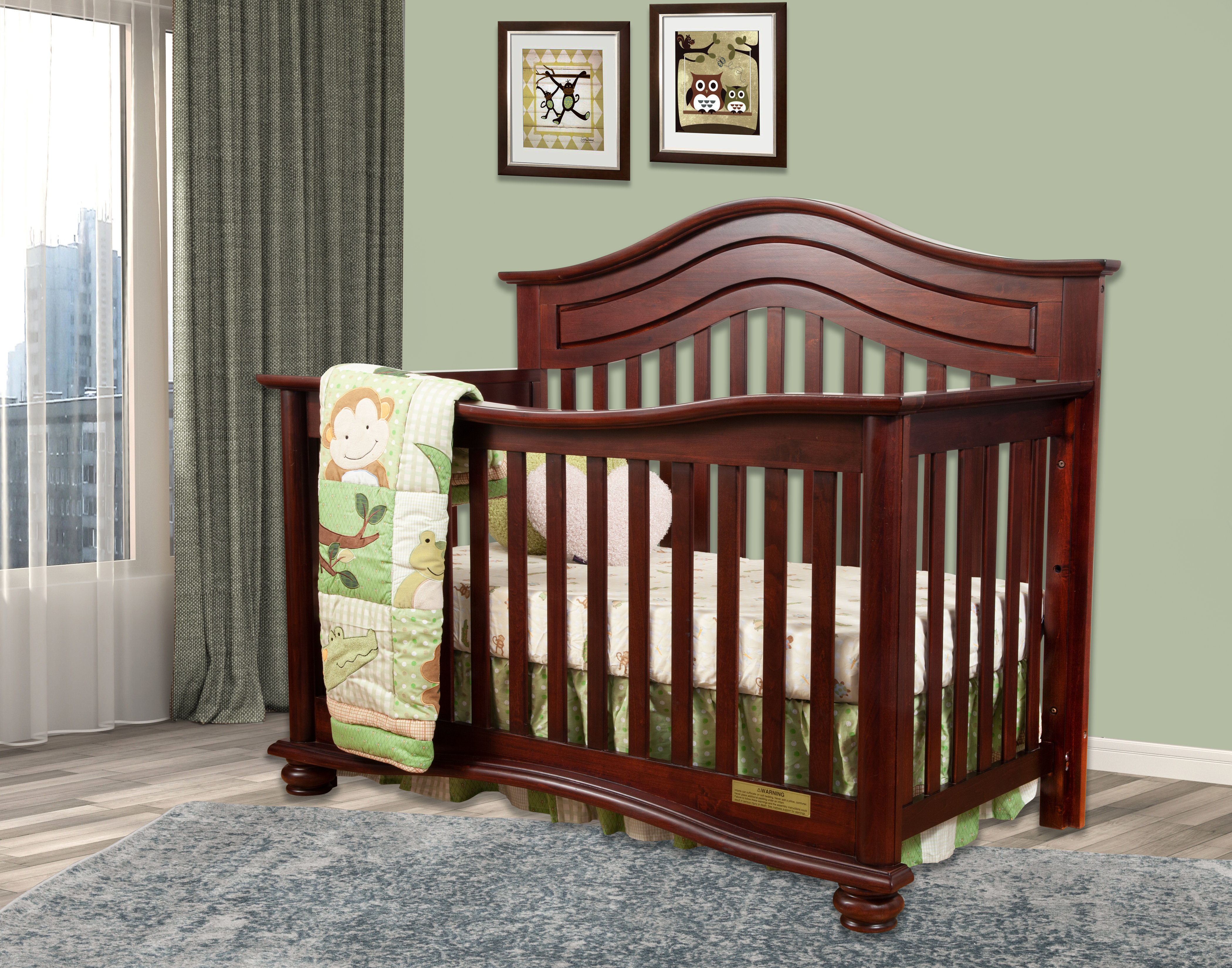 Cherry wood 4 hot sale in 1 crib