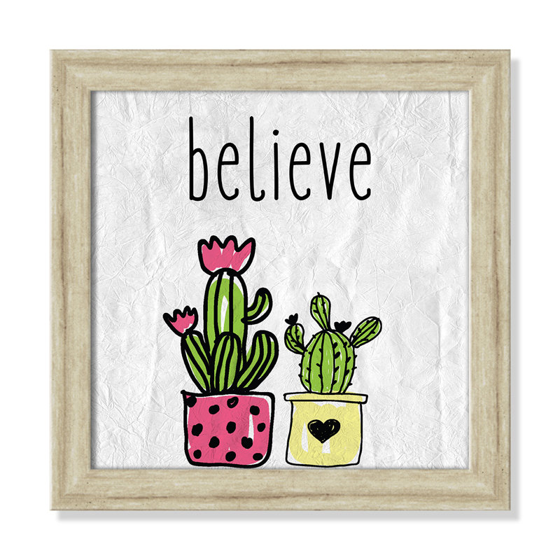 Cactus B, art encadré, H 12 po x l 12 po x P 0,6 po, Beige Flat Framed