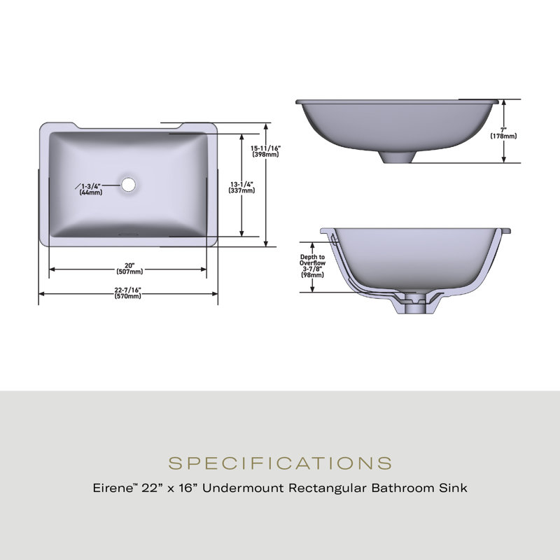 Eirene 22.44'' L Bathroom Sink