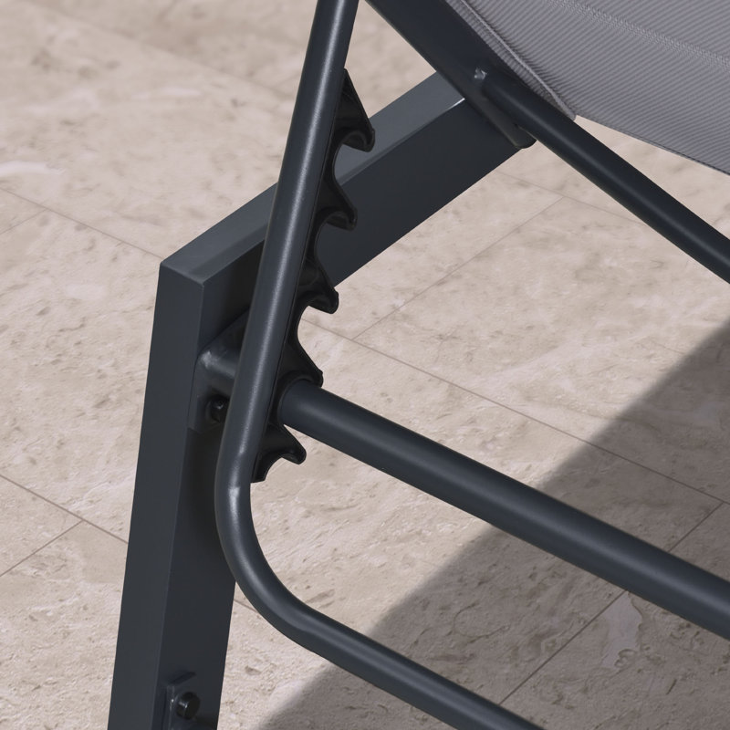 Siège à lattes inclinable 66,15 po avec table, Structure noir / coussin gris clair