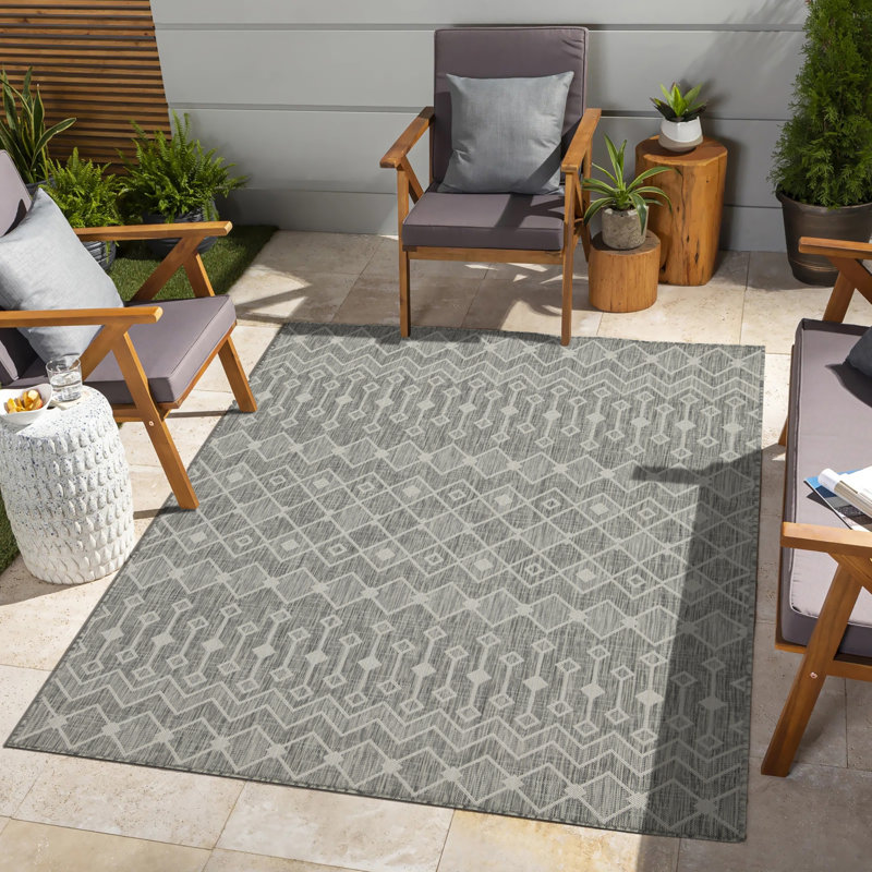 Serre 3 po X 7 pi 3 po Tapis intérieur / extérieur - Tapis en polypropylène tissé à plat pour les espaces très passants