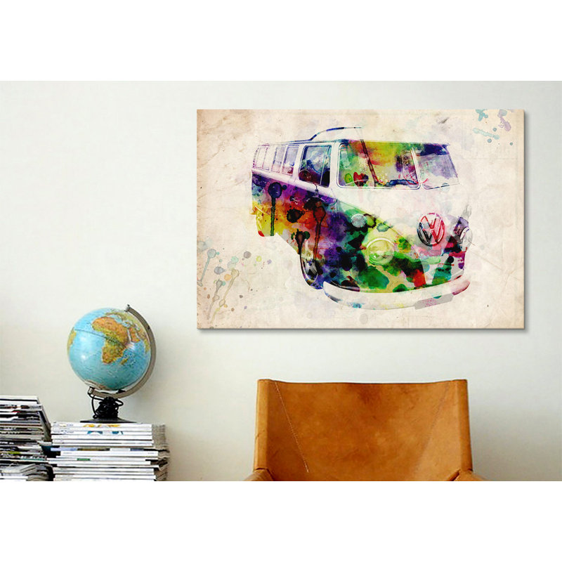 Reproduction d'art graphique sur toile «Camper Van (Urban)» par Michael Tompsett, H 8 po x l 12 po x P 0,75 po, Toile tendue