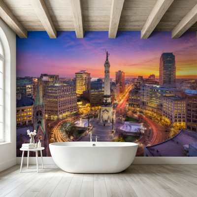 Peel and Stick Wallpaper Wall Mural Indianapolis Indiana Skyline Wall Art Self Adhesive and Removable