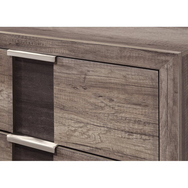 1Pc Contemporary Dresser Six Drawers Metal Knobs Bedroom Wooden Furniture, Brown