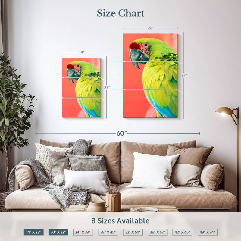 Brampt Green Macaw, 23" H x 14" W