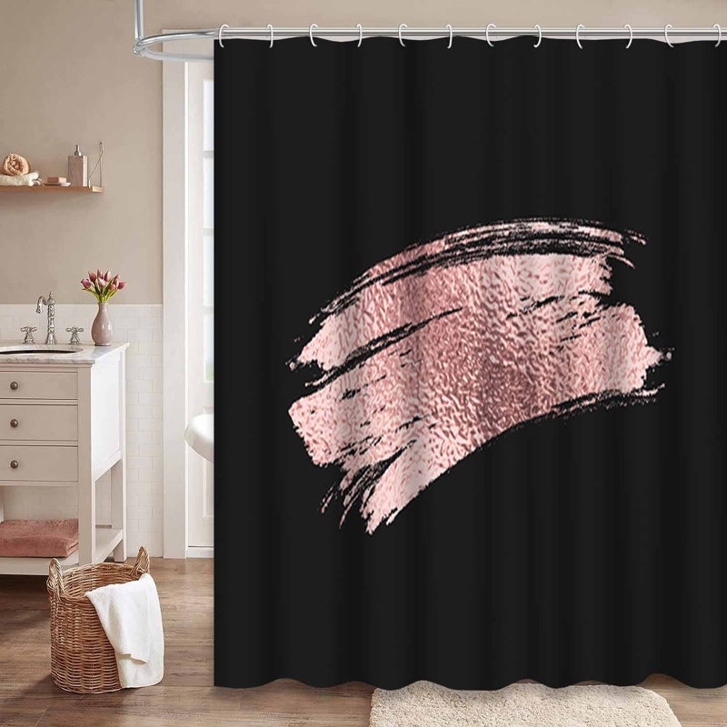 Rideau de douche rose avec 12 crochets, L 72 po x l 78 po