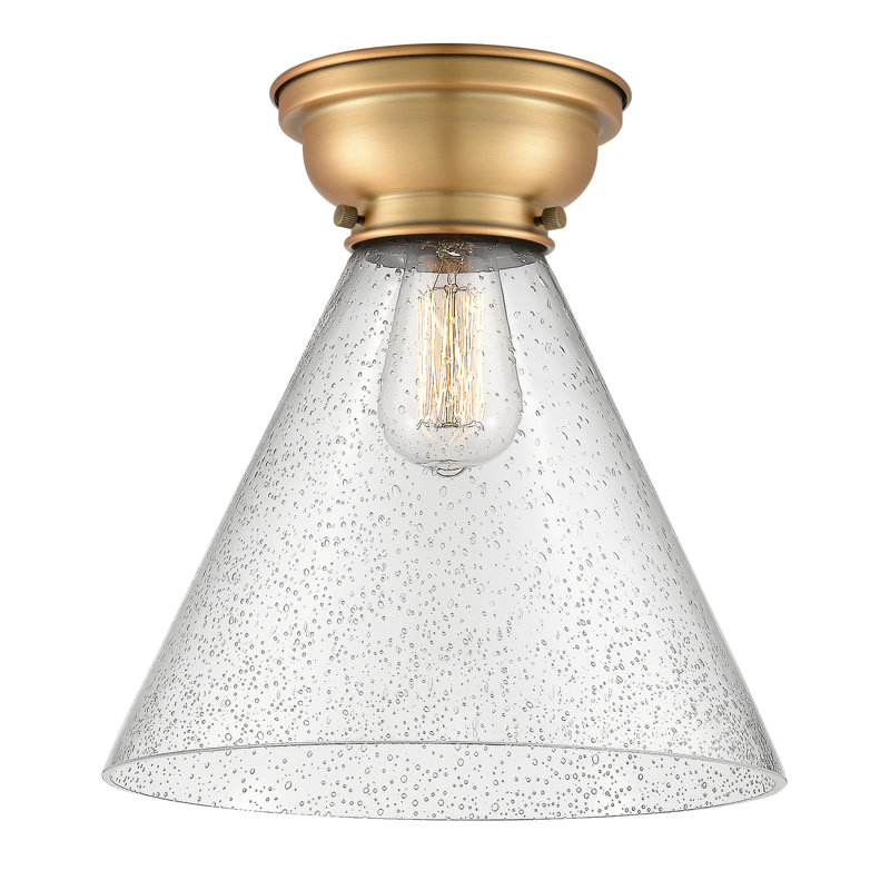 Glass LED Flush Mount, Brushed Brass, Led, No