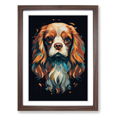 Cavalier King Charles Spaniel Minimalism No.2 - Single Picture Frame Print on Wood