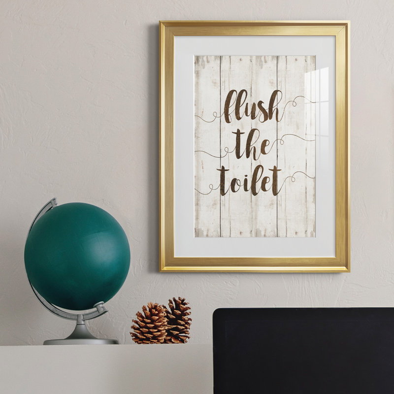 «Flush The toilettes», reproduction d'art textuel sur cadre photo, Or, H 18,5 po x l 24,5 po x P 1,5 po