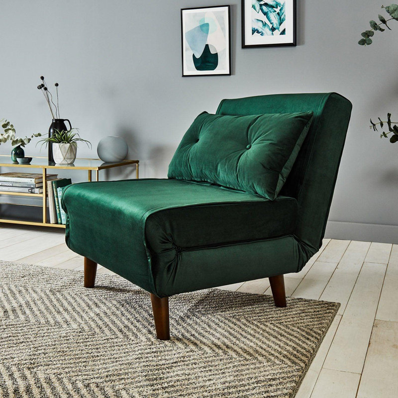 Trahan Fold Out Futon, Green, 80cm H x 75cm W x 86.5cm D