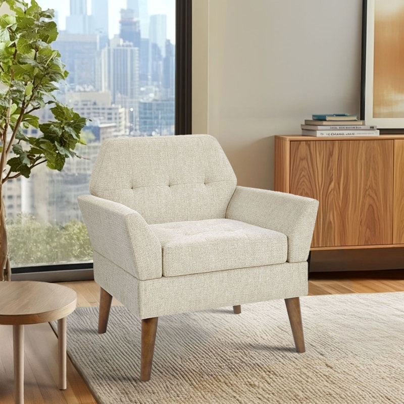 Newtin Mid-Century Modern Accent Chair, Beige