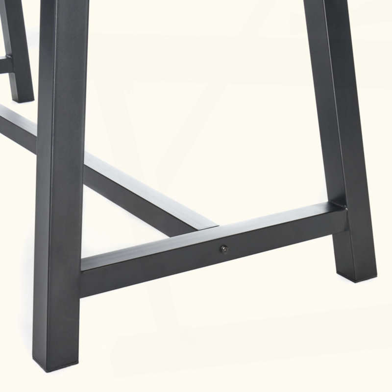 Table de salle à manger d'extérieur en bois d'acacia à finition sablée avec structure en métal rustique, Gris