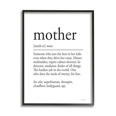 Mère, définition amusante, phrase de motivation surhumaine, synonyme surdimensionné noir, estampe numérique texturée par lettrage et doublure
