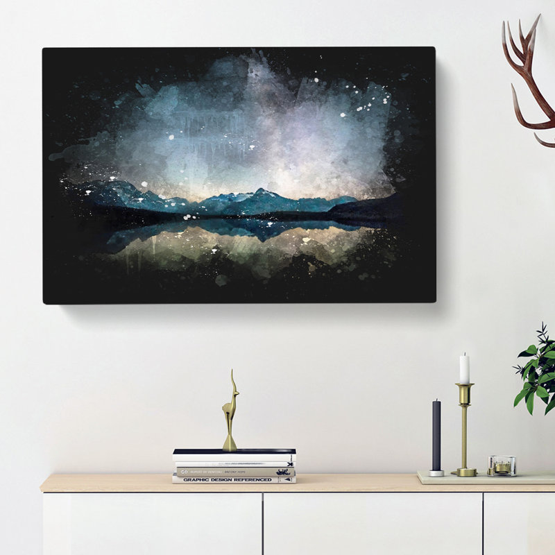 Mountain Star Reflection In Italy - Wrapped Canvas Painting, 50cm H x 76cm W x 3cm D