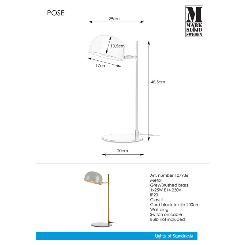 Shenandoah Metal Desk Lamp, Grey