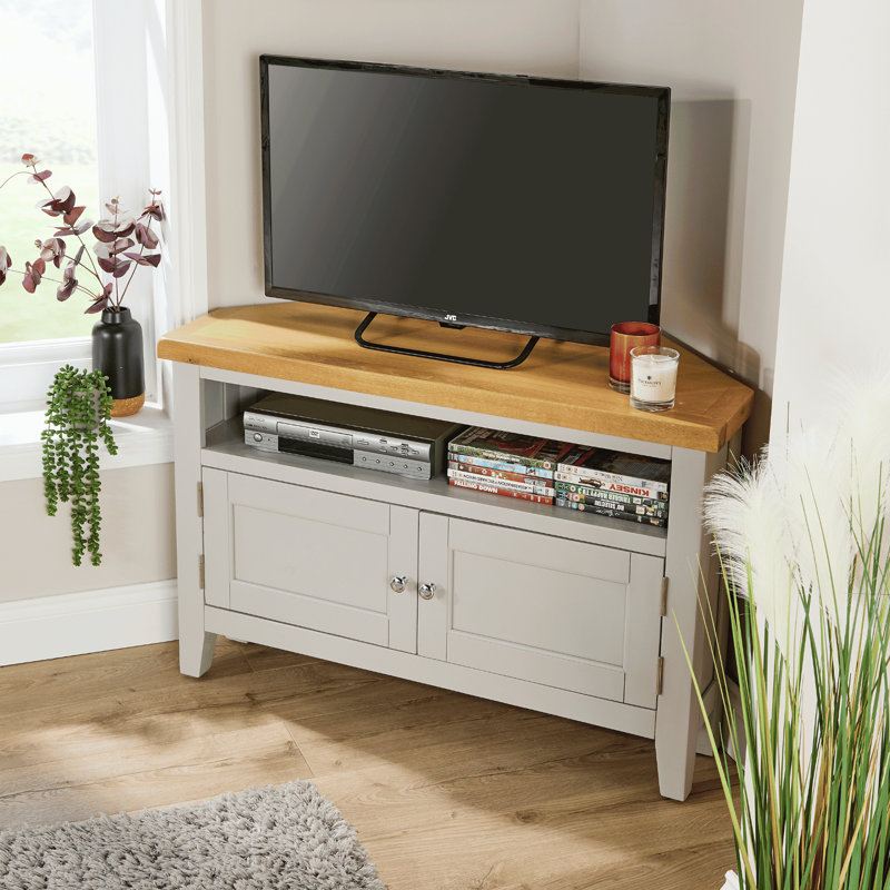 Conte Fully Assembled 2 Door Solid + Manufactured Wood Corner TV Stand