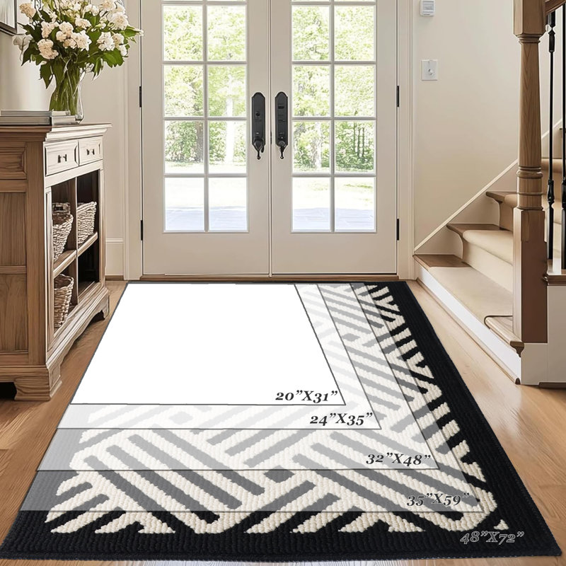 Premium Indoor Outdoor Doormat,Machine Washable Low Profile Non-Slip Rug for Front Back Door,Entry, L 20 po x L 31 po