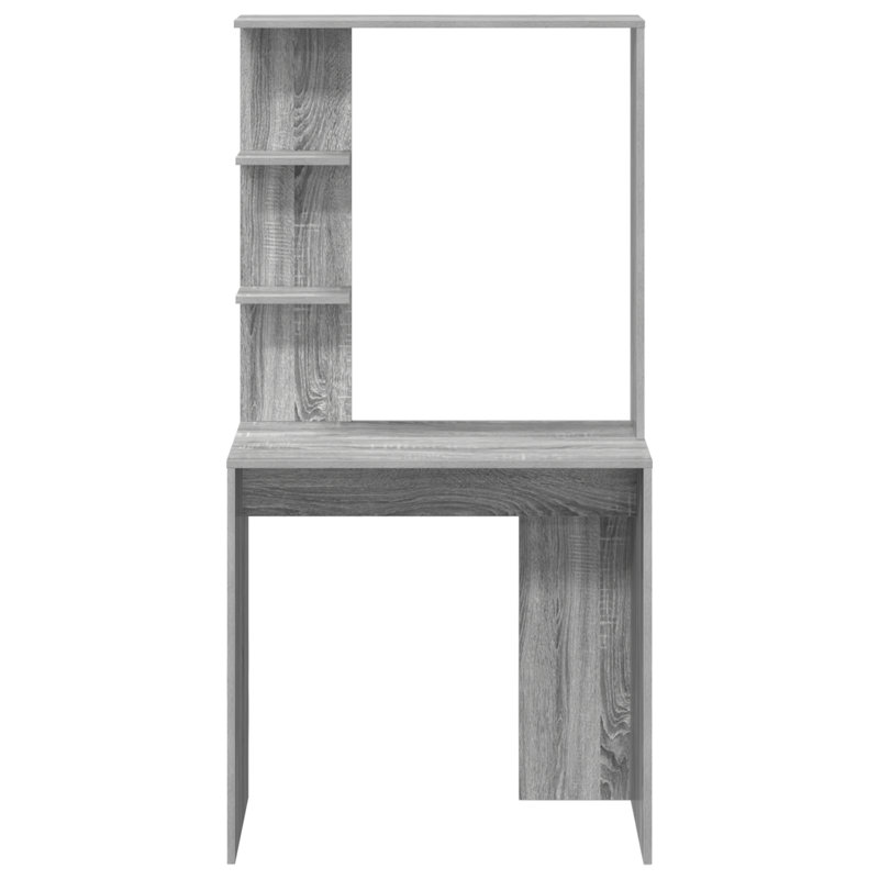 Computer Desk Solid Wood, MDF Compact, Grey Sonoma