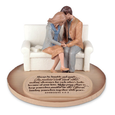 Devoted Sculpture Praying Couple 4.5in