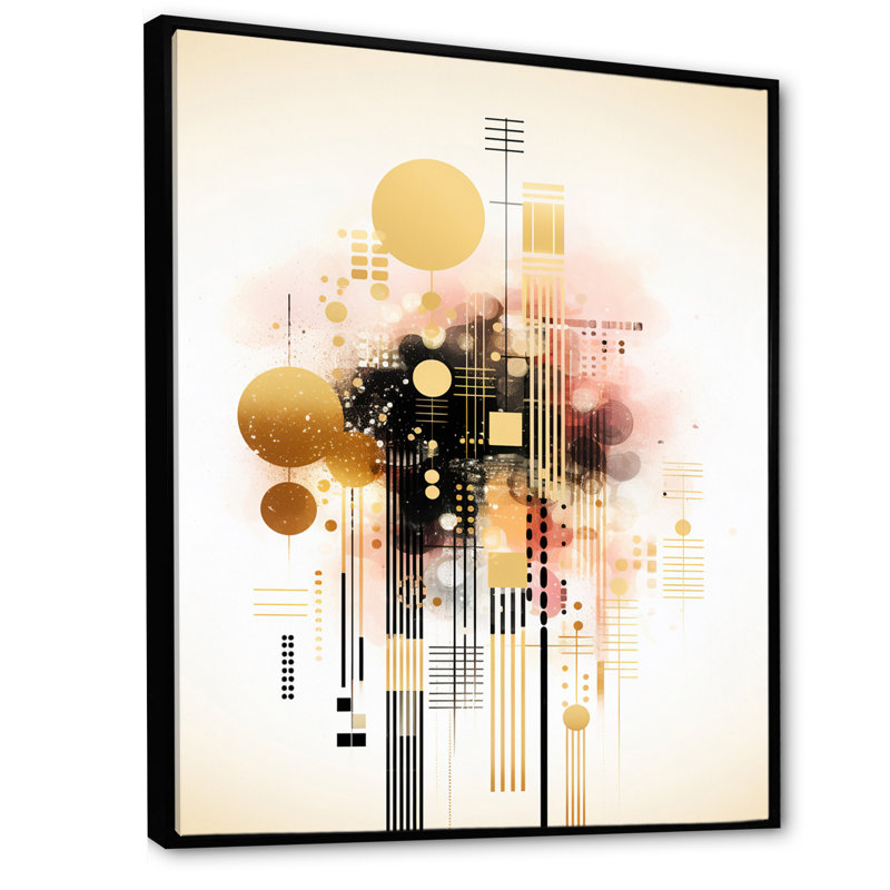 Formes géométriques roses élégantes sur toile, Cadre flottant noir, 40" H x 30" W