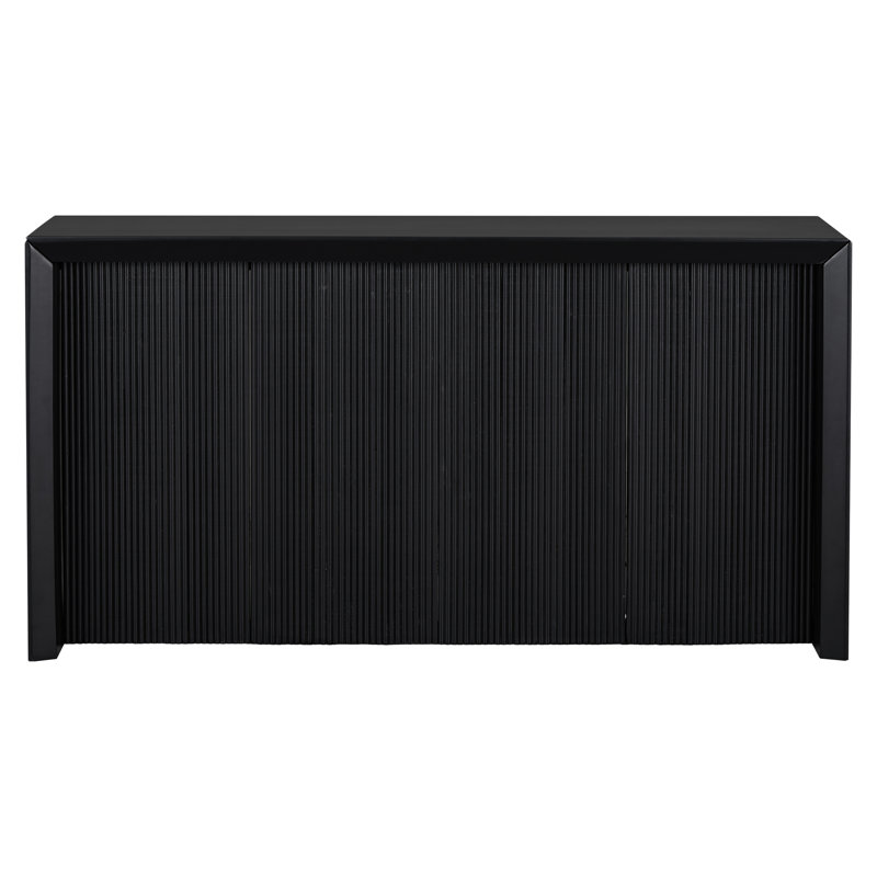 Acacia Wood Veneer Entryway Table with Wavy Design – Simple Hallway, Foyer & Living Room Console, Black