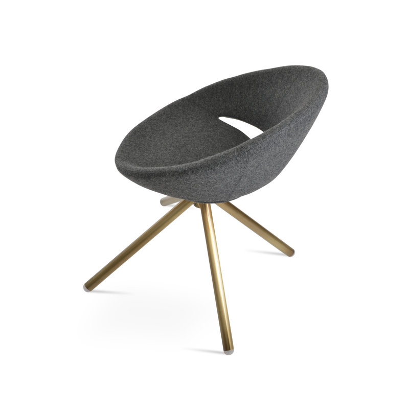 Fauteuil pivotant Crescent, Orange W., Laiton