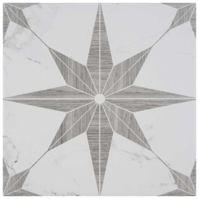 Llama Stella Loire 10" x 10" Porcelain Marble Look Wall & Floor Tile, Silver Smoke