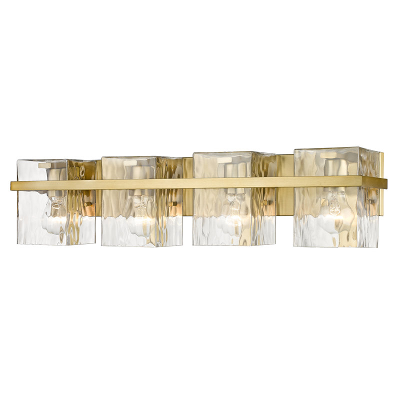 Arene Dimmable Steel Vanity Light, 7"H x 29.25"W x 5.5"D, Modern Gold, 4 Lights