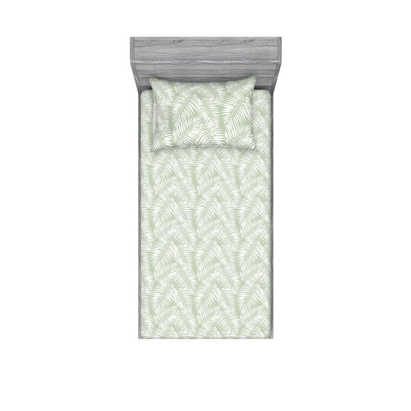  Ensemble de draps en microfibre Floral, Vert pastel, Ensemble de draps pour lit simple TG avec 1 taie d