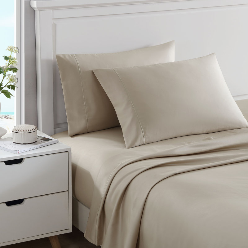 Ensemble de draps 100% satin de coton 400 fils Regatta, Grand, Beige