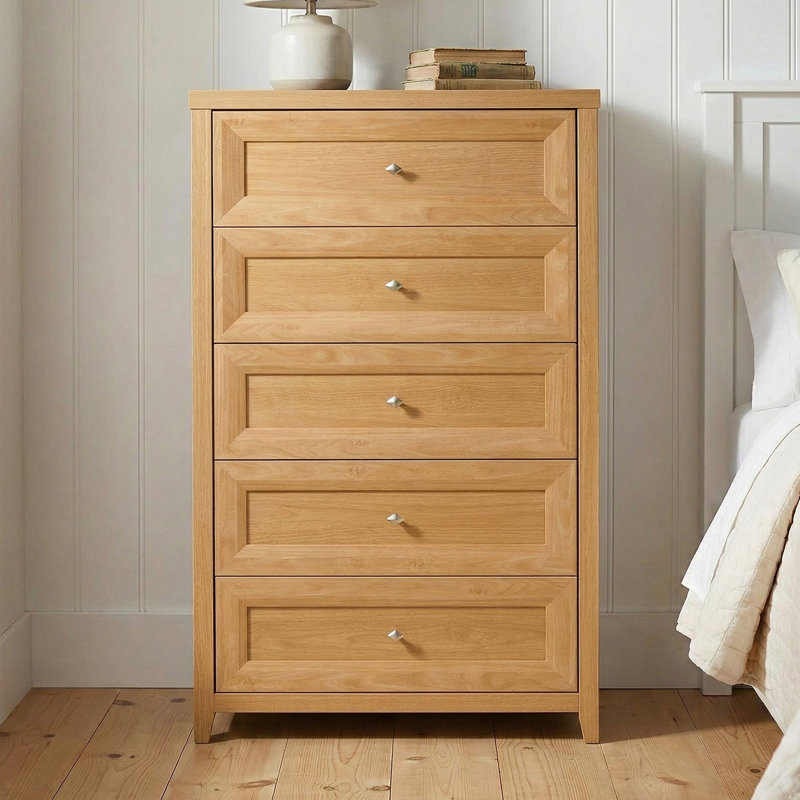 Cleckheat 30'' W 5-Drawer Dresser, Honey Oak