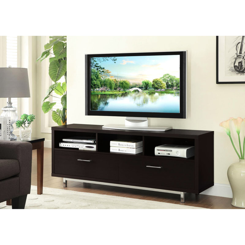 Meuble télé 60 po avec tiroirs et finition cappuccino