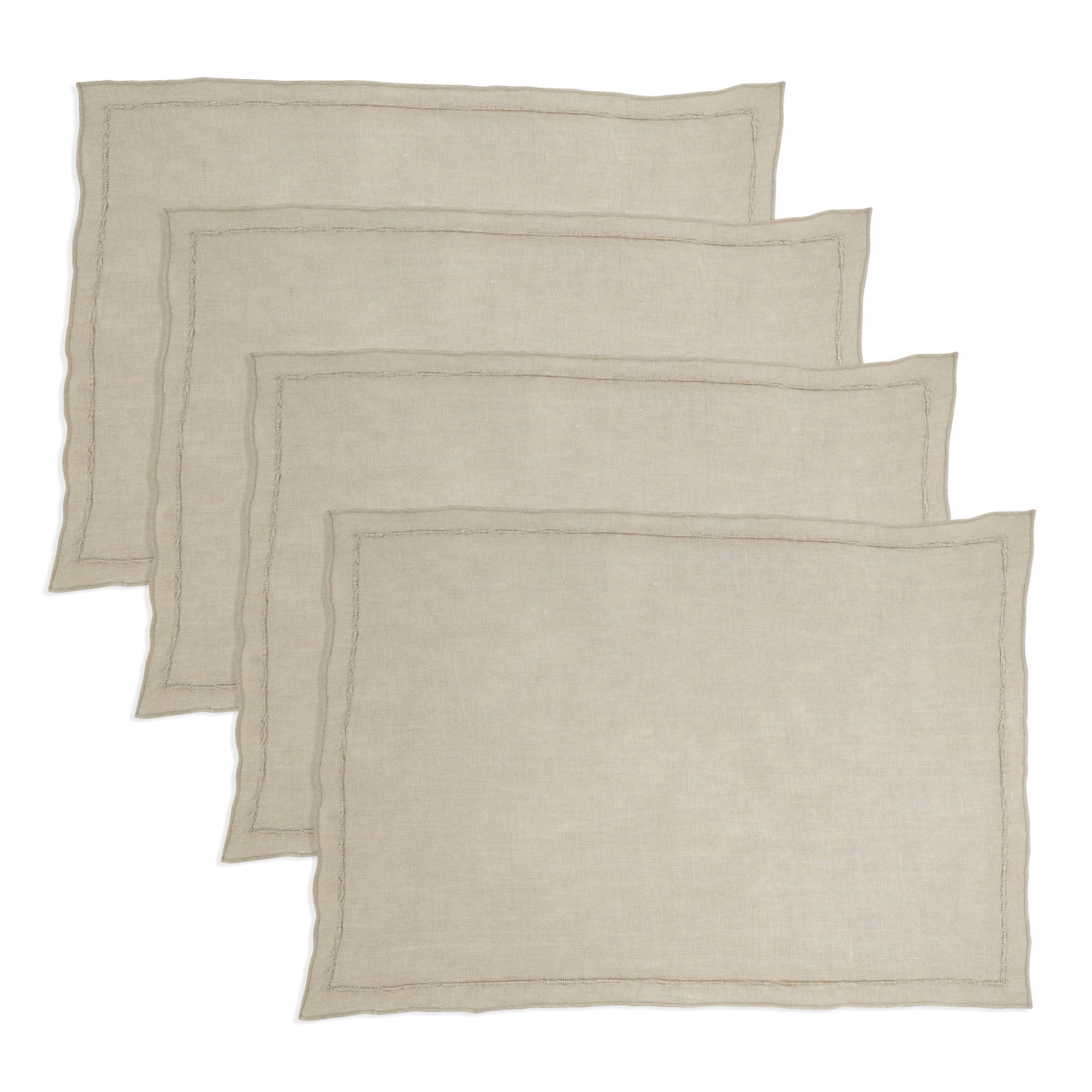 Stonewashed Overlock Edge Placemat (Set of 4), Brown