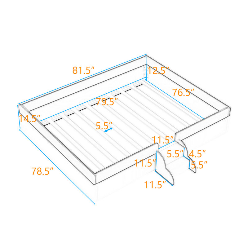Upholstered Loft Bed Frame With Fence, King