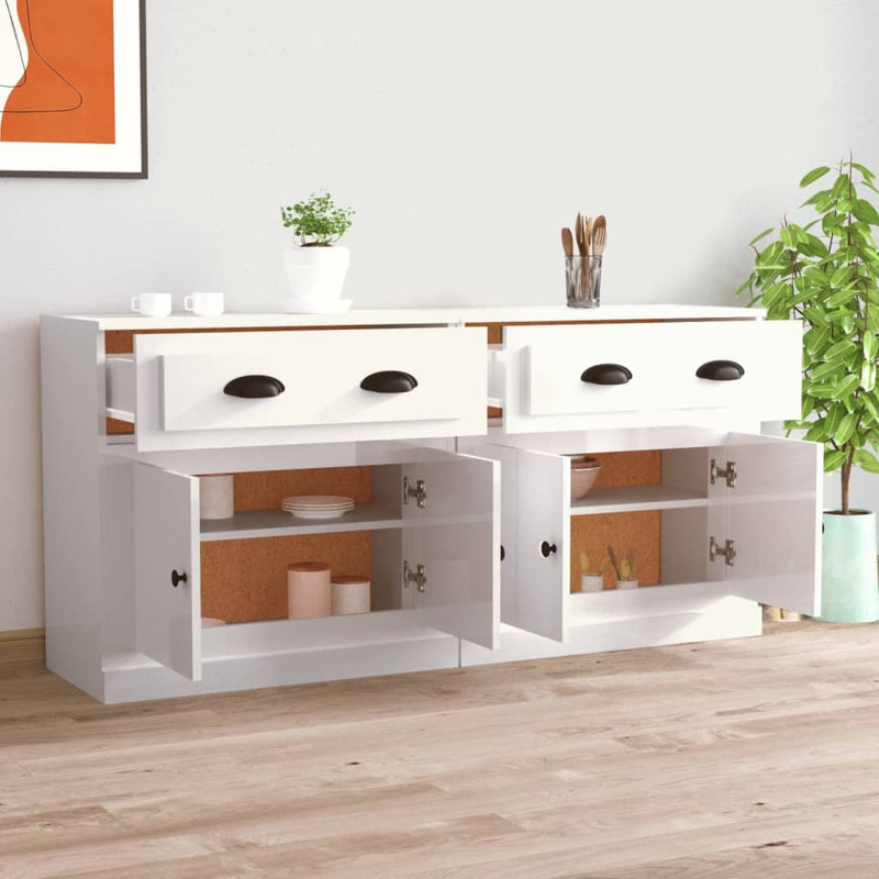 Gelinkaya 70cm Sideboard, High Gloss White